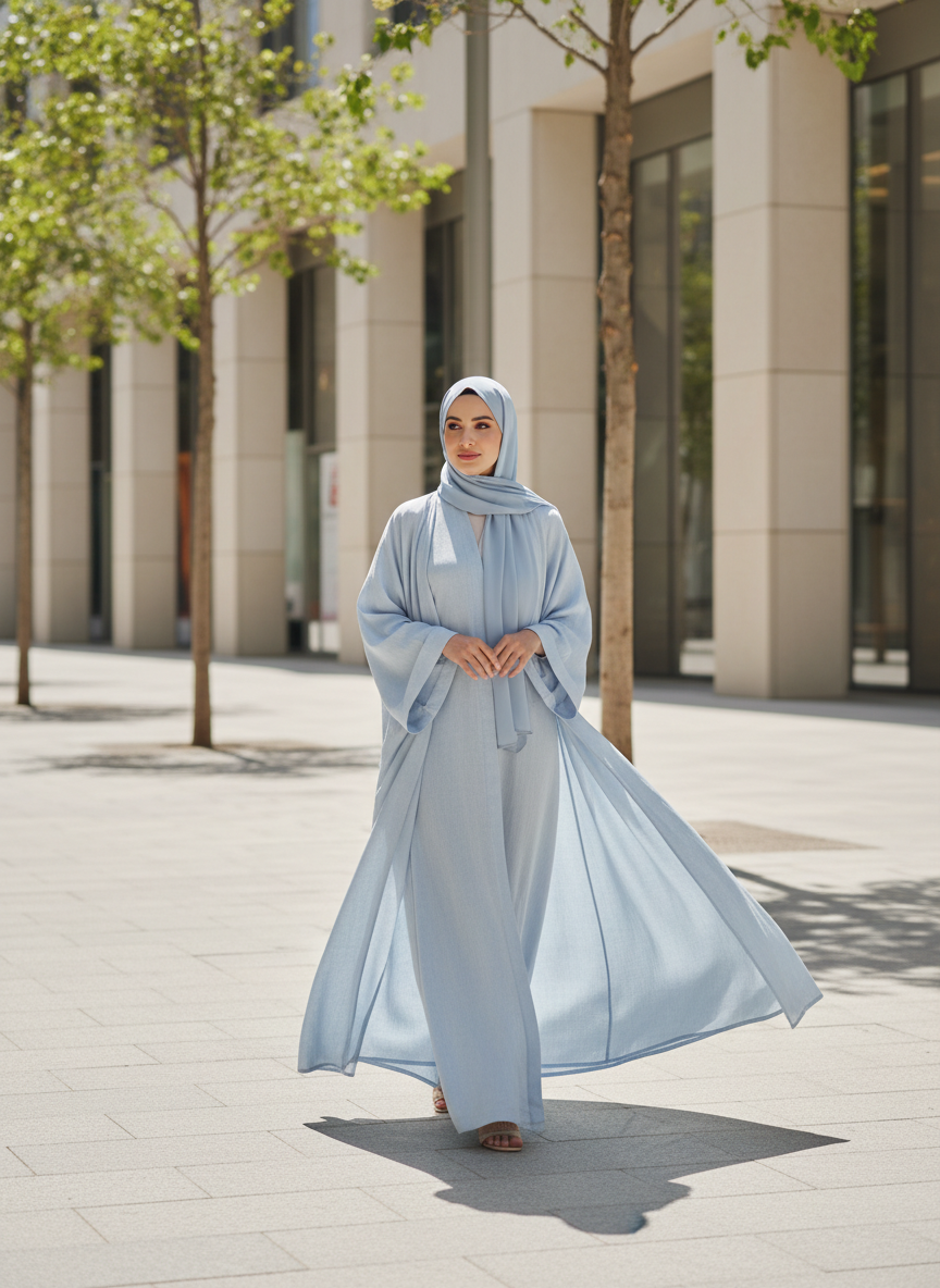 عبايات ملونه بدرجات الباستيل السماوي الناعم