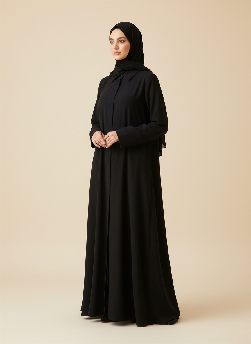 عباية كلوش بياقة رسمية وأكمام واسعة لإطلالة العمل