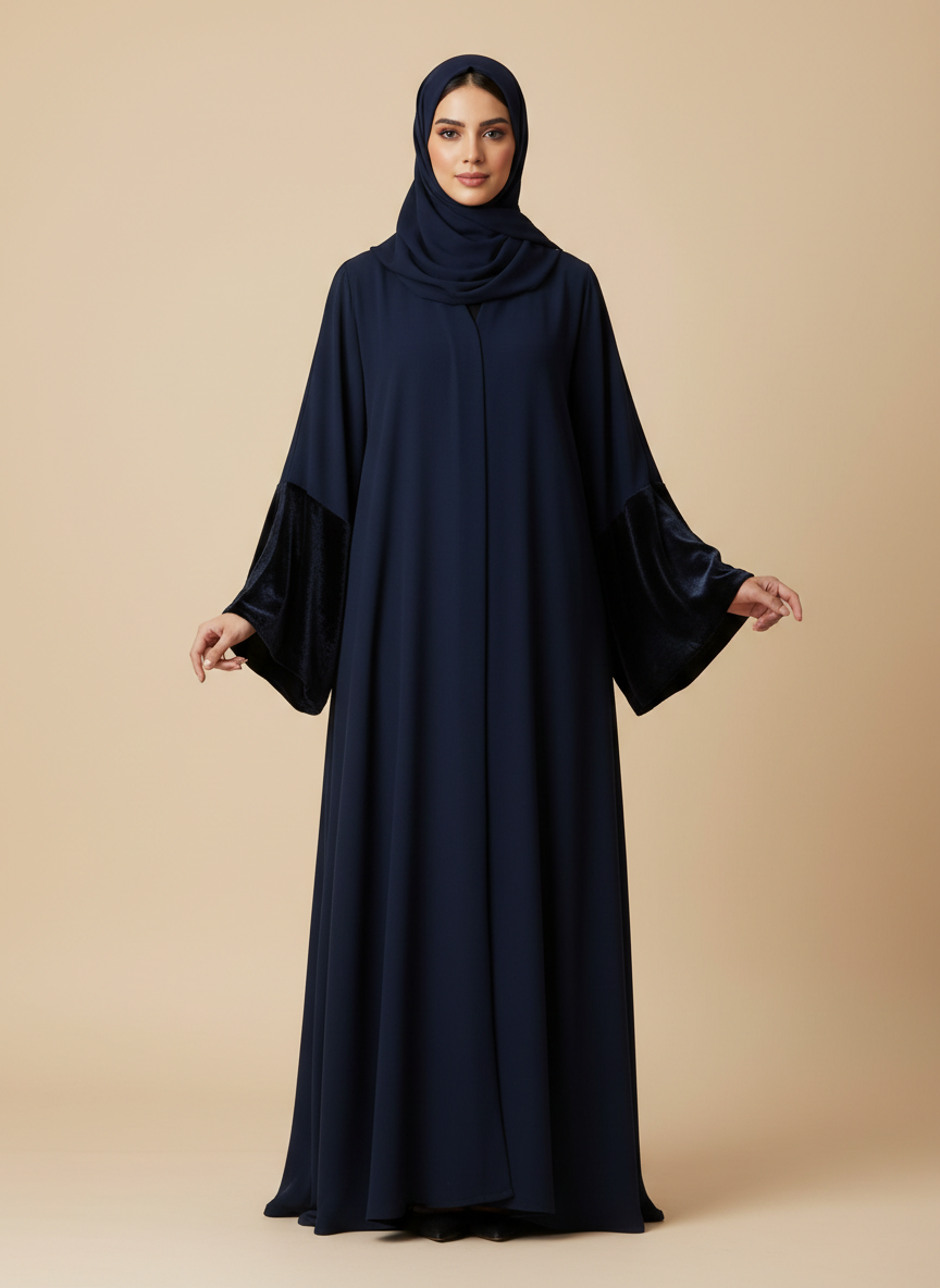 عباية بشت شتوية مع تفاصيل مخملية