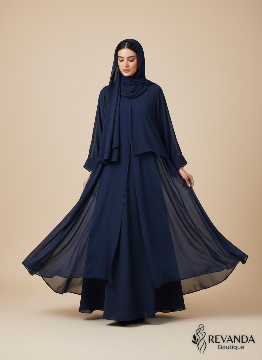 عباية كلوش دبل شيفون ناعم لإطلالة صيفية